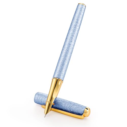 Andibro Mattierter Füllfederhalter, Fancy Metallstift für Damen Kalligraphie Füller 0,5mm Feine Spitze Glitzer Business Stift Schöne Stifte für Männer Frauen kalligraphie Unterschrift Büro Schule Blau von Andibro