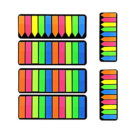 Andiker 1200 Stück Flaggen Index Tabs, 5 Farbe Post-it Notes Marker Etiketten Textmarker Strips, Kleine Fahnen Haftnotizen Tabs Büroartikel für Seiten Markierung von Andiker