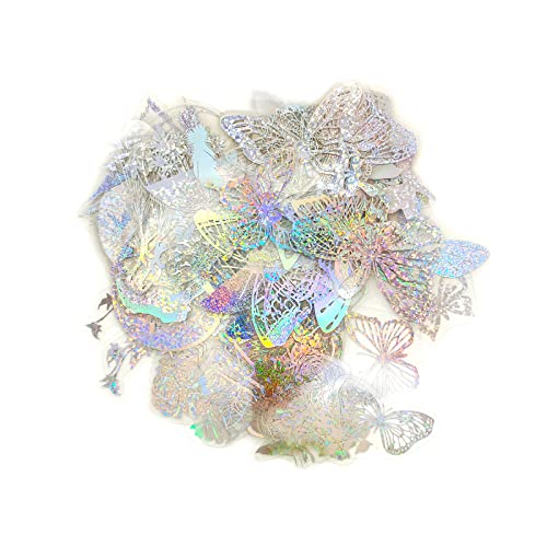 Andiker 135 Stück Holografische Aufkleber, Dekorative Scrapbooking Aufkleber Glänzende Selbstklebende Transparente Stickers für Scrapbook DIY Fotoalbum Laptops Dekor von Andiker