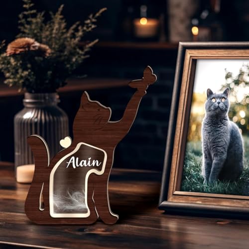 Personalisierte Aufbewahrungsbox mit Katzenhaar, Holz-Bilderrahmen, Haustierfell, Andenken, Verlust, Geschenk für Haustierliebhaber, Haustiereltern, Familie, Freunde, Katzenform, stehende Personalisierte Aufbewahrungsbox mit Katzenhaar, Holz-Bilderrahmen, Haustierfell, Andenken, Verlust, Geschenk für Haustierliebhaber, Haustiereltern, Familie, Freunde, Katzenform, stehende von Andisijq