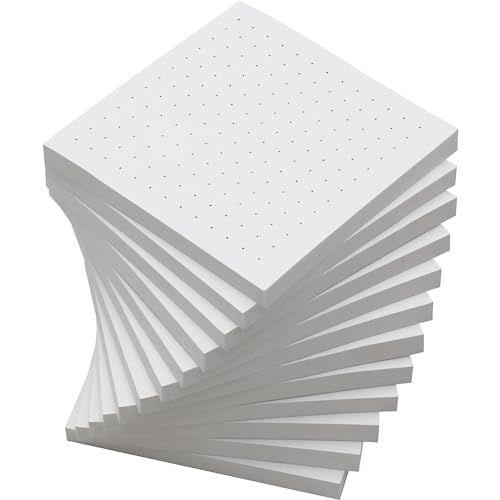 (12 Blöcke) gepunktete Haftnotizen, 7,6 x 7,6 cm, selbstklebende Notizen, einfach zu posten für Schule, Büro, Notizbuch, weiße Blöcke/Packung von Andoca