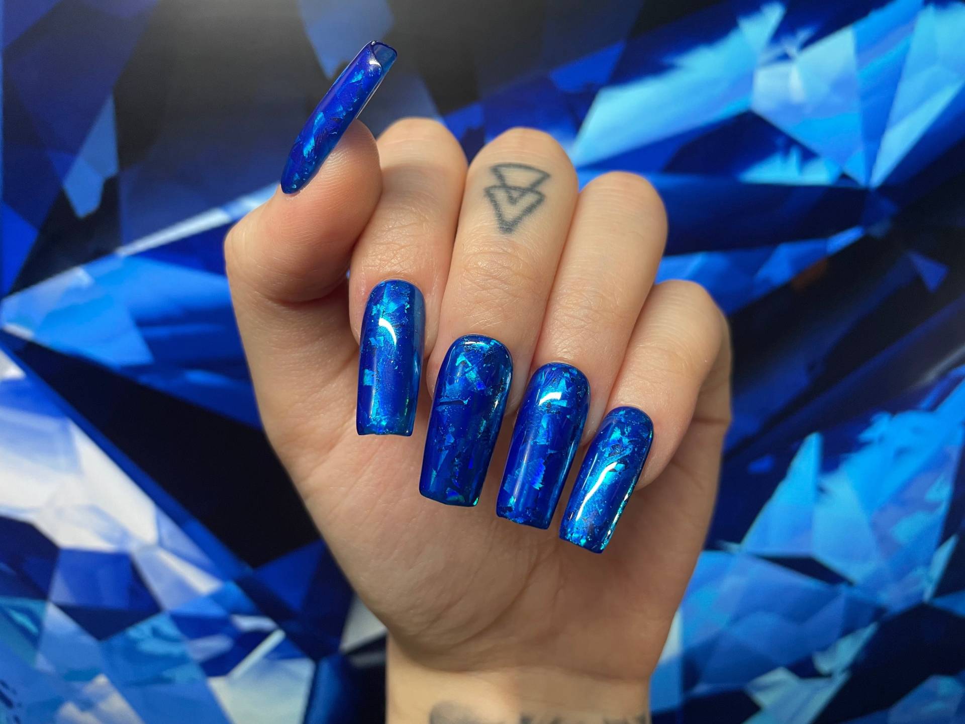 Crystal Blue Nails | "Saphir" Mittelgroße Vierkantnägel Auf Gelnägel Handgefertigte Nägel Individuell von AndysNails