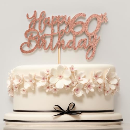 Anemowind Tortenaufsätze zum 60. Geburtstag, 60. Geburtstag, Partydekoration, 60. Geburtstag, 3 Stück (Roségold) von Anemowind