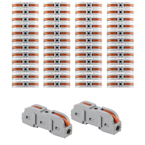 Verbindungsklemmen 1-polig 50 Stück Kabelverbinder Steckklemmen Kabelklemmen mit Hebel, Compact Elektro Klemmen Durchgangsverbinder von Verbinden Leitern, Frei Kombinierbar von Anesty