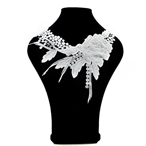1 Stück Spitze Kragen Patch, Stickerei Ausschnitt Spitze Kragen Applikation Verzieren Spitzenkragen Spitze Applique Patch Kragen Lace Trim für DIY Nähen, Ausschnitt Brautkleid Kleidung,Weiß von Anevous
