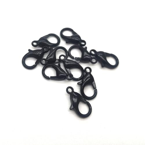 100 Stück Karabiner Kettenverschluss, 12mm Schlüsselanhänger Haken Clip, Armband Verschluss Kettenverschluss, Metall Schmuckverschluss Karabinerverschluss für Handwerk Schlüsselanhänger,Schwarz A von Anevous