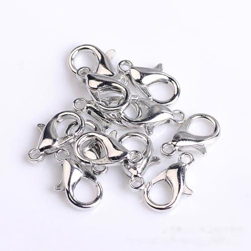 100 Stück Karabiner Kettenverschluss, 16mm Schlüsselanhänger Haken Clip, Armband Verschluss Kettenverschluss, Metall Schmuckverschluss Karabinerverschluss für Handwerk Schlüsselanhänger,Weißes von Anevous