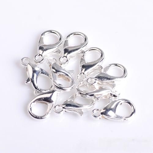 100 Stück Karabiner Kettenverschluss, 21mm Schlüsselanhänger Haken Clip, Armband Verschluss Kettenverschluss, Metall Schmuckverschluss Karabinerverschluss für Handwerk Schlüsselanhänger,Silber von Anevous