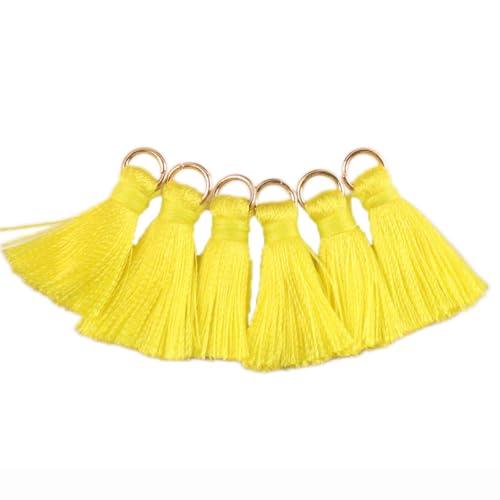 100 Stück Quasten Anhänger,2cm Mini Quaste,Weich Seidig Handgefertigte Troddel für Chinesischen Knoten,Schmuck Machen,DIY Handwerk Zubehör,Lesezeichen,Ohrringe,Souvenirs,Tasche,Gelb C 100 Stück Quasten Anhänger,2cm Mini Quaste,Weich Seidig Handgefertigte Troddel für Chinesischen Knoten,Schmuck Machen,DIY Handwerk Zubehör,Lesezeichen,Ohrringe,Souvenirs,Tasche,Gelb C von Anevous
