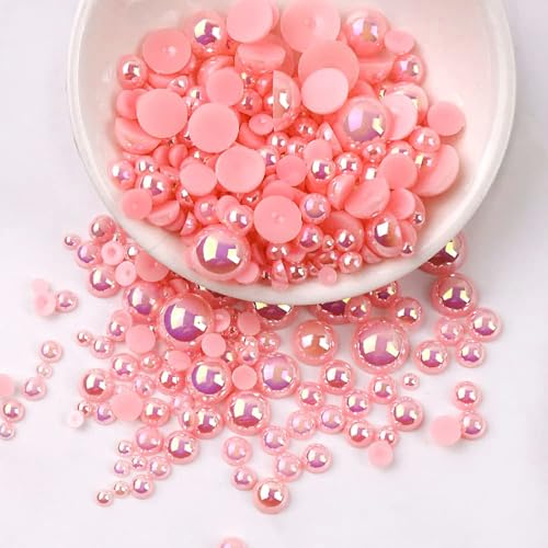 1000 Stück Halbrunde Perlen, Flache Rücken Perlen Künstliche Lose Perlen Kunststoff Bastelperlen Halbperlen zum Basteln für DIY Schmuckherstellung, Maniküre,Rosa 4mm 1000 Stück Halbrunde Perlen, Flache Rücken Perlen Künstliche Lose Perlen Kunststoff Bastelperlen Halbperlen zum Basteln für DIY Schmuckherstellung, Maniküre,Rosa 4mm von Anevous