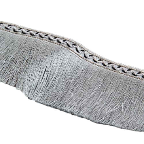 10m 13cm Breite Quaste Fransenborte Fransenband, Seidig Fransen Fransenbordüre, Dekoband Fransen-Borten Bänder, Fransenbesatz Zierband Dekoborte für DIY Basteln Kostüme Vorhänge Nähzubehör,Silbergrau 10m 13cm Breite Quaste Fransenborte Fransenband, Seidig Fransen Fransenbordüre, Dekoband Fransen-Borten Bänder, Fransenbesatz Zierband Dekoborte für DIY Basteln Kostüme Vorhänge Nähzubehör,Silbergrau von Anevous