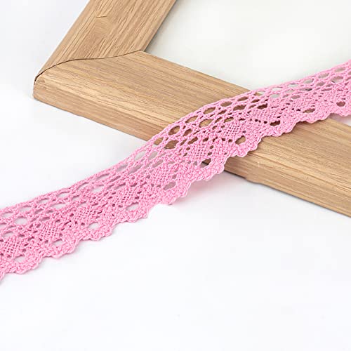 10m Baumwolle Spitzenbordüre Spitzenband, Vintage Häkelband Spitze Borte, Häkelspitze Dekoband, Häkel Borte Spitzenstoff für Nähen Handwerk Hochzeit Scrapbooking Geschenkbox Deko,2,5 cm Hellrosa von Anevous