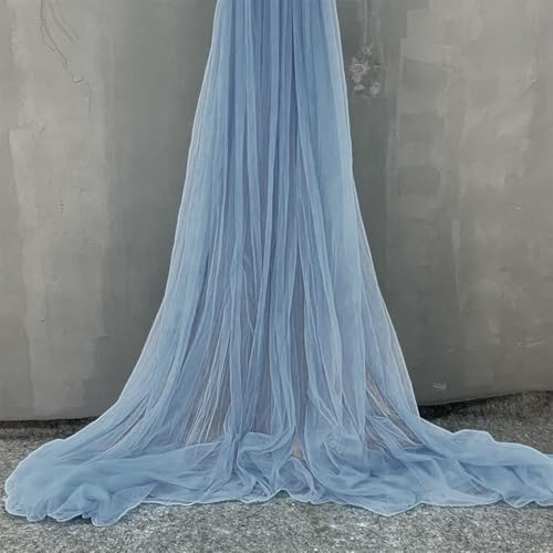 10m x 150cm Tüllstoff zum Nähen, Soft Tüll Stoffe Meterware, Netzstoff Dekostoff zum Dekorieren, Tülldekostoff Drapierstoff für Hochzeit Vorhänge Kleid Tüllrock Torbogen Zeremonie Deko,Graublau von Anevous
