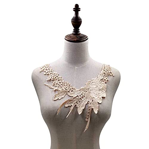 2 Stück Spitze Kragen Patch, Stickerei Ausschnitt Spitze Kragen Applikation Verzieren Spitzenkragen Spitze Applique Patch Kragen Lace Trim für DIY Nähen, Ausschnitt Brautkleid Kleidung,Beige 2 Stück Spitze Kragen Patch, Stickerei Ausschnitt Spitze Kragen Applikation Verzieren Spitzenkragen Spitze Applique Patch Kragen Lace Trim für DIY Nähen, Ausschnitt Brautkleid Kleidung,Beige von Anevous