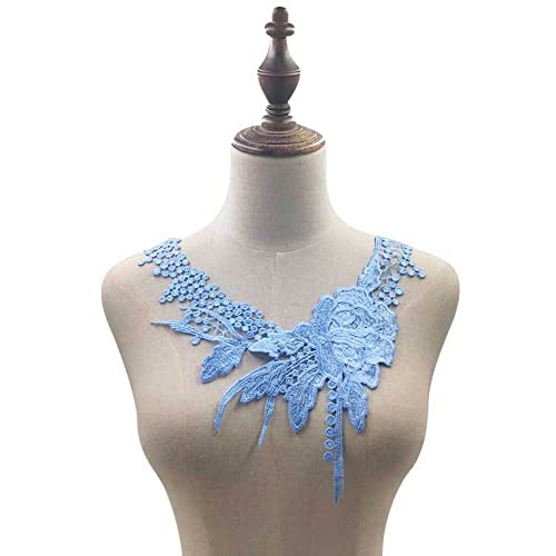 2 Stück Spitze Kragen Patch, Stickerei Ausschnitt Spitze Kragen Applikation Verzieren Spitzenkragen Spitze Applique Patch Kragen Lace Trim für DIY Nähen, Ausschnitt Brautkleid Kleidung,Himmelblau 2 Stück Spitze Kragen Patch, Stickerei Ausschnitt Spitze Kragen Applikation Verzieren Spitzenkragen Spitze Applique Patch Kragen Lace Trim für DIY Nähen, Ausschnitt Brautkleid Kleidung,Himmelblau von Anevous