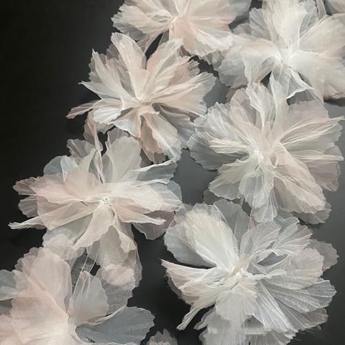 20 Stück Blume Patches, Organza Blumen Applikationen zum Aufnähen, Dekorative Flicken Applique, Lace Aufnähe für Handwerk DIY Nähen Kleidung Handtaschen Nähzubehör,Rosa B von Anevous
