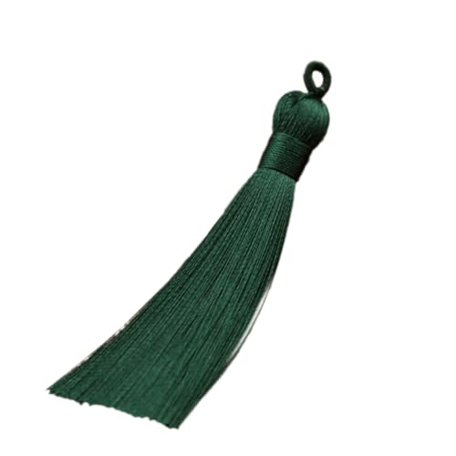20 Stück Quasten Anhänger, 8 cm Handgemachte Troddel Seidenquasten, Lesezeichen Fransen mit Silky Kordel Schlaufen für Schmuckherstellung Lesezeichen Kleidung DIY Handwerk Wohnkultur,Dunkelgrün von Anevous