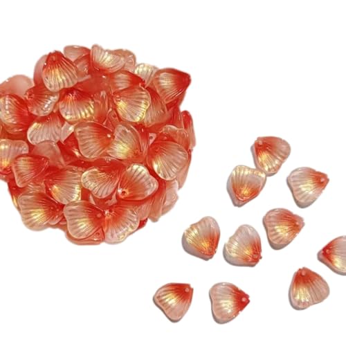 200 Stück Glasperlen Zum Auffädeln,Blütenblattform Perlen für Armbänder Halskette Haarnadel Ohrringe DIY Basteln,Schmuckzubehör Mädchen,Farbverlauf Beads mit Loch,Abstandshalter,14mmx17mm,Rot Gold von Anevous