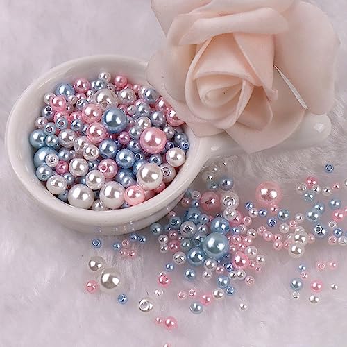 300 Stück Runde Kunstperlen, 3-8 mm Lose Perlen zum Auffädeln met Loch, Zwischenperlen, Rundperlen für Basteln Schmuckherstellung, DIY Armbänder Ketten Halsketten Schmuck Ohrring,Weiß Rosa Blau 300 Stück Runde Kunstperlen, 3-8 mm Lose Perlen zum Auffädeln met Loch, Zwischenperlen, Rundperlen für Basteln Schmuckherstellung, DIY Armbänder Ketten Halsketten Schmuck Ohrring,Weiß Rosa Blau von Anevous