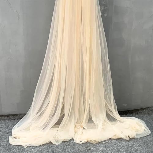3m x 150cm Tüllstoff zum Nähen, Soft Tüll Stoffe Meterware, Netzstoff Dekostoff zum Dekorieren, Tülldekostoff Drapierstoff für Hochzeit Vorhänge Kleid Tüllrock Torbogen Zeremonie Deko,Champagner von Anevous