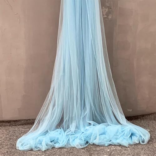 3m x 150cm Tüllstoff zum Nähen, Soft Tüll Stoffe Meterware, Netzstoff Dekostoff zum Dekorieren, Tülldekostoff Drapierstoff für Hochzeit Vorhänge Kleid Tüllrock Torbogen Zeremonie Deko,Hellblau von Anevous