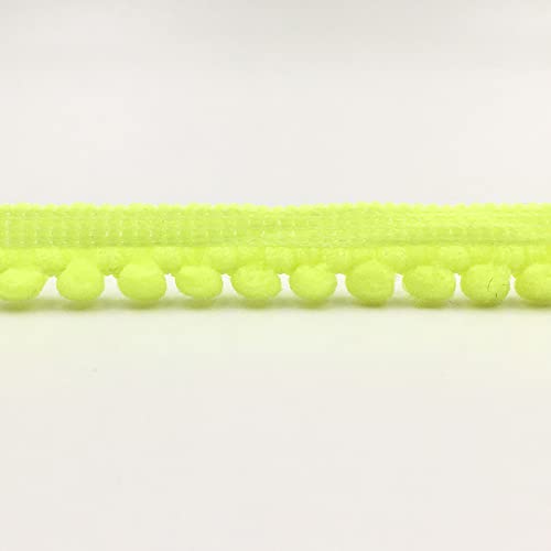 5 Yards 10mm Pompons Borte zum Basteln, Dekoband Mit Bälle Pom Poms, Fransenbesatz Zierband Dekoborte, Fransen Bommelband Nähzubehör für DIY Basteln Kleidung Kostüme Nähen Heimdekoration,Hellgelb von Anevous