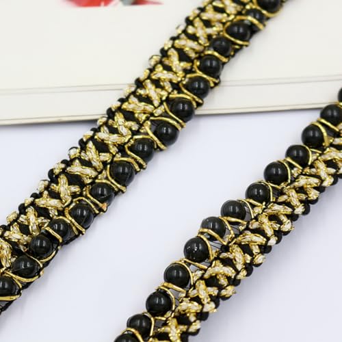 5 Yards Perlenband 15mm Spitzenband mit Perlen, Vintage Spitze Borten Spitzenborte Dekoband Zierband, Spitzen Bänder für DIY Nähen Kleidung, Spitzenapplikation, Kragen, Ärmel, Basteln,Gold Schwarz 5 Yards Perlenband 15mm Spitzenband mit Perlen, Vintage Spitze Borten Spitzenborte Dekoband Zierband, Spitzen Bänder für DIY Nähen Kleidung, Spitzenapplikation, Kragen, Ärmel, Basteln,Gold Schwarz von Anevous