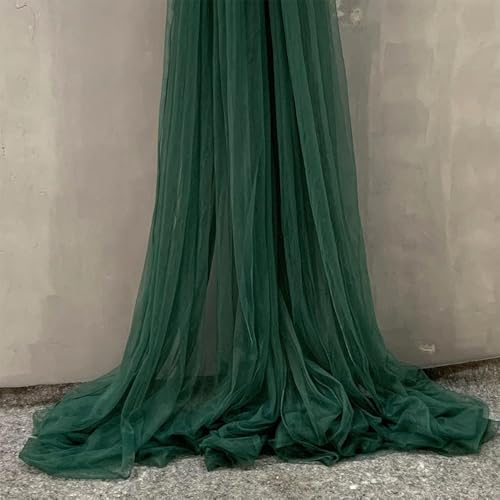 5m x 150cm Tüllstoff zum Nähen, Soft Tüll Stoffe Meterware, Netzstoff Dekostoff zum Dekorieren, Tülldekostoff Drapierstoff für Hochzeit Vorhänge Kleid Tüllrock Torbogen Zeremonie Deko,Dunkelgrün von Anevous