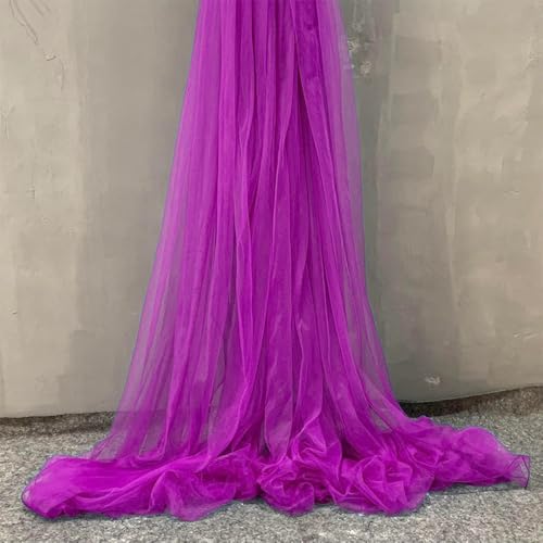 5m x 150cm Tüllstoff zum Nähen, Soft Tüll Stoffe Meterware, Netzstoff Dekostoff zum Dekorieren, Tülldekostoff Drapierstoff für Hochzeit Vorhänge Kleid Tüllrock Torbogen Zeremonie Deko,Dunkelviolett von Anevous