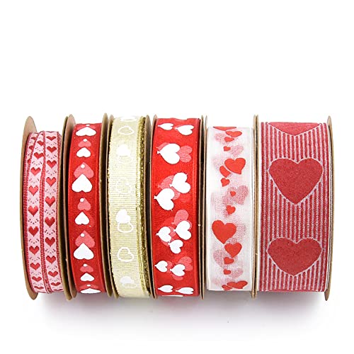 6 Rolle Herzförmiges Satinband,Schleifenband,Geschenkband,Stoffband,Seidenbänder,Dekoband,Band für Weihnachten,Hochzeit,Geschenkverpackung,Haarschleifen,Blumenstrauß,Farbe J,5 m/Rolle 6 Rolle Herzförmiges Satinband,Schleifenband,Geschenkband,Stoffband,Seidenbänder,Dekoband,Band für Weihnachten,Hochzeit,Geschenkverpackung,Haarschleifen,Blumenstrauß,Farbe J,5 m/Rolle von Anevous