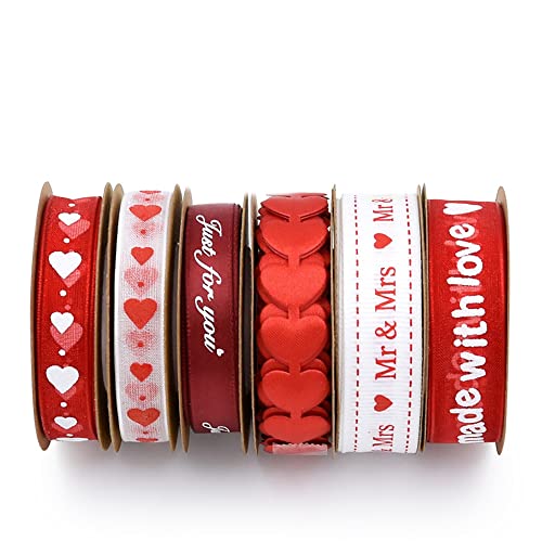 6 Rolle Herzförmiges Satinband,Schleifenband,Geschenkband,Stoffband,Seidenbänder,Dekoband,Band für Weihnachten,Hochzeit,Geschenkverpackung,Haarschleifen,Blumenstrauß,Farbe K,5 m/Rolle 6 Rolle Herzförmiges Satinband,Schleifenband,Geschenkband,Stoffband,Seidenbänder,Dekoband,Band für Weihnachten,Hochzeit,Geschenkverpackung,Haarschleifen,Blumenstrauß,Farbe K,5 m/Rolle von Anevous