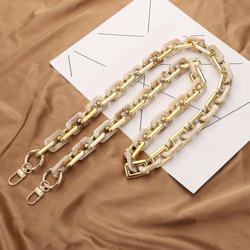 Acryl Taschenkette, Kettenriemen Kette Riemen Damen Tasche Kette Schultergurt Gurt Handtasche, Riemen Handtasche Ersatz Schulterriemen Ketten Zubehör mit Metallschnallen für Handtasche,Beige C,100cm von Anevous