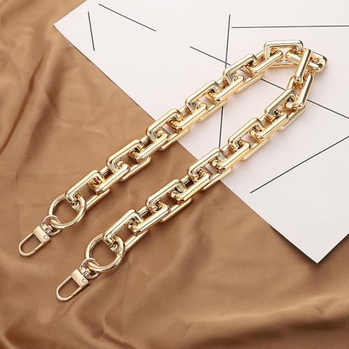 Acryl Taschenkette, Kettenriemen Kette Riemen Damen Tasche Kette Schultergurt Gurt Handtasche, Riemen Handtasche Ersatz Schulterriemen Ketten Zubehör mit Metallschnallen für Handtasche,Gold B,40cm von Anevous