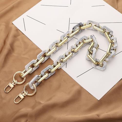 Acryl Taschenkette, Kettenriemen Kette Riemen Damen Tasche Kette Schultergurt Gurt Handtasche, Riemen Handtasche Ersatz Schulterriemen Ketten Zubehör mit Metallschnallen für Handtasche,Grau B,60cm Acryl Taschenkette, Kettenriemen Kette Riemen Damen Tasche Kette Schultergurt Gurt Handtasche, Riemen Handtasche Ersatz Schulterriemen Ketten Zubehör mit Metallschnallen für Handtasche,Grau B,60cm von Anevous