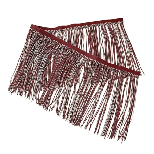 Anevous 1 Meter Fransen Band,30cm Breite Leder Quaste Fransenborte,Fransenband Lederfransenbesatz,Quastenbesatz,Dekoband für DIY Kleidung Fransen Rock Tasche Nähen Basteln Verzierung,Weinrot B von Anevous