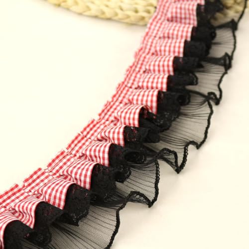 Anevous 1 Yard Spitzenband Rüschenband Spitzenborte, 3 Lagiger Plissee Spitze Band, 8cm Rüschenbesatz Spitzenbesatz, Vintage Lace Trim Dekoband für DIY Nähen, Kleid Bekleidung Kragen Dekor,Rot A Anevous 1 Yard Spitzenband Rüschenband Spitzenborte, 3 Lagiger Plissee Spitze Band, 8cm Rüschenbesatz Spitzenbesatz, Vintage Lace Trim Dekoband für DIY Nähen, Kleid Bekleidung Kragen Dekor,Rot A von Anevous