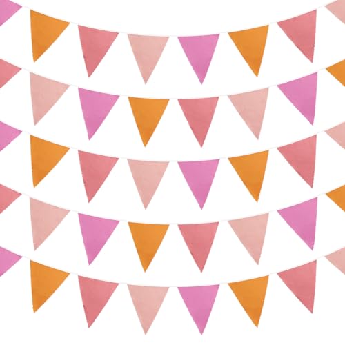 Anevous 10 Meter Wimpelkette mit 36 Wimpeln, Wimpel Girlande Wimpelkette Outdoor Wetterfest, Stoffgirlande für Hochzeits Geburtstag Party Dekoration Indoor Outdoor, Veranstaltungen,Orange Pink Anevous 10 Meter Wimpelkette mit 36 Wimpeln, Wimpel Girlande Wimpelkette Outdoor Wetterfest, Stoffgirlande für Hochzeits Geburtstag Party Dekoration Indoor Outdoor, Veranstaltungen,Orange Pink von Anevous