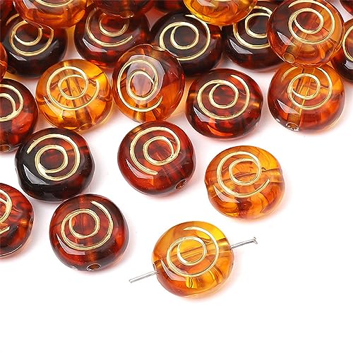 Anevous 10 Stück Bernstein Perlen, Acryl Perlen zum Auffädeln Lose Bernstein Perlen mit Loch zum Schmuck, Golden Bastelnperlen, Armbandperlen für Schmuckherstellung,Oblatenperlen 18mm Anevous 10 Stück Bernstein Perlen, Acryl Perlen zum Auffädeln Lose Bernstein Perlen mit Loch zum Schmuck, Golden Bastelnperlen, Armbandperlen für Schmuckherstellung,Oblatenperlen 18mm von Anevous