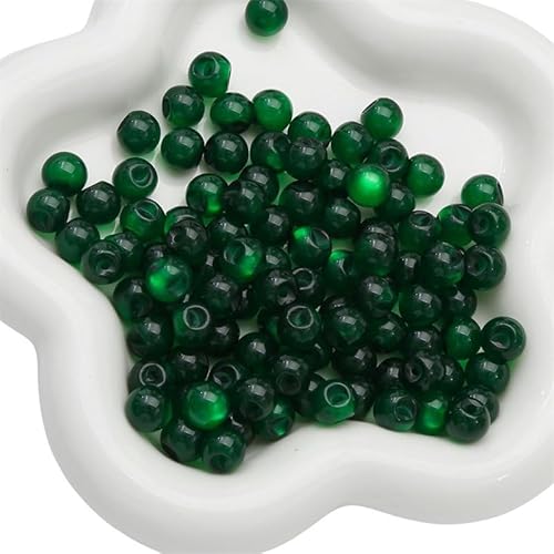 Anevous 10 Stück Harzperlen mit Katzenaugen Glanz,Runde Lose Perlen für Armbänder Halskette Ohrringe,Schmuckherstellung,DIY Basteln,Schmuckzubehör,Beads Zum Auffädeln mit schräges Loch,10mm,Grün von Anevous