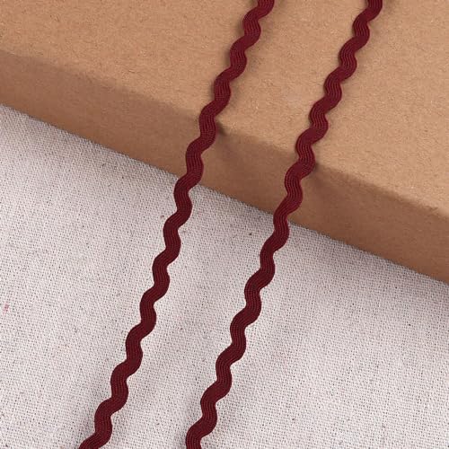 Anevous 10 Yards Spitzenband, S-förmiges Spitzenborte Dekoband, 5mm Spitzenbordüre Zierband Nähen für DIY Basteln Kleidung Kleid Hochzeit Tischdeko Geschenkverpackung,Weinrot von Anevous
