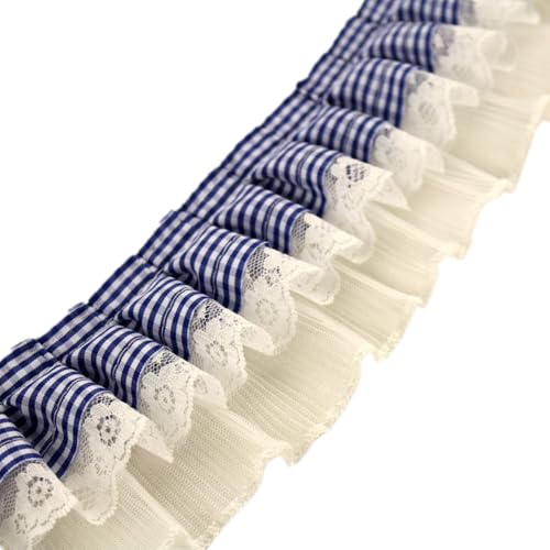 Anevous 10 Yards Spitzenband Rüschenband Spitzenborte, 3 Lagiger Plissee Spitze Band, 8cm Rüschenbesatz Spitzenbesatz, Vintage Lace Trim Dekoband für DIY Nähen, Kleid Bekleidung Kragen Dekor,Blau B Anevous 10 Yards Spitzenband Rüschenband Spitzenborte, 3 Lagiger Plissee Spitze Band, 8cm Rüschenbesatz Spitzenbesatz, Vintage Lace Trim Dekoband für DIY Nähen, Kleid Bekleidung Kragen Dekor,Blau B von Anevous