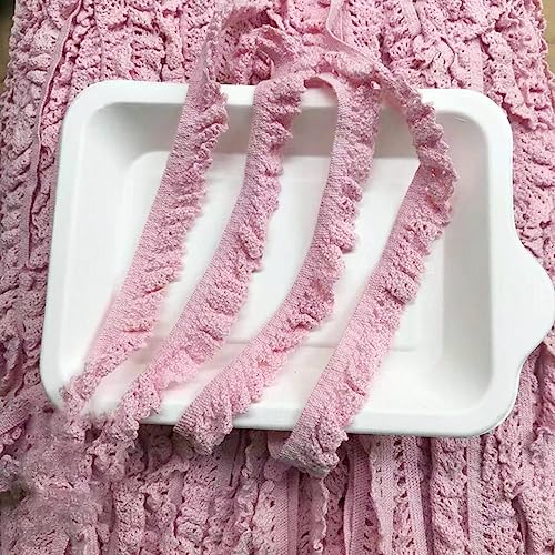 Anevous 10 Yards Vintage Spitzenband Spitzenband Rolle Spitzenstoff Borte Baumwolle Dekoband Zierband Spitzenborte für Nähen Handwerk Hochzeit Deko Geschenkbox Scrapbooking,Rosa von Anevous