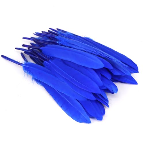 Anevous 100 Stück Federn, Federn zum Basteln Federn Lang Bastelfedern zum Karnival Dekoration, Feder Deko für DIY Basteln, Traumfänger, Hochzeit Deko, Kopfschmucksfedern Ohrring,Königsblau von Anevous