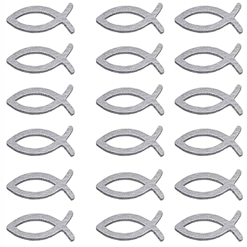 Anevous 100 Stück Holz Fisch Deko, Fische Streudeko Tischdeko, Holz Deko Fische Verzierung Tischdeko Taufe Junge Mädchen für Taufe Kommunion und Konfirmation Deko,Silber 5cm von Anevous