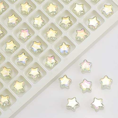 Anevous 100 Stück Stern Glaskristallperlen, 8mm Fünfzackige Stern Zwischenperlen, Perlen zum Auffädeln, Glitzerperlen für Basteln Schmuckherstellung, DIY Armbänder Ketten Halskette Ohrring,Gelb von Anevous