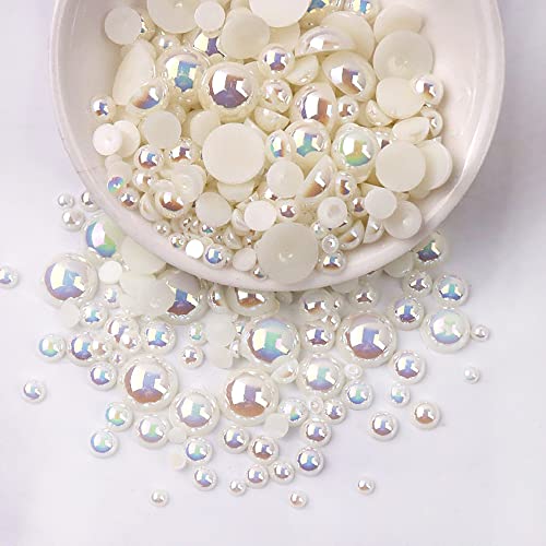 Anevous 1000 Stück Halbrunde Perlen, Flache Rücken Perlen Künstliche Lose Perlen Kunststoff Bastelperlen Halbperlen zum Basteln für DIY Schmuckherstellung, Maniküre,Farbiges Off-White 4mm Anevous 1000 Stück Halbrunde Perlen, Flache Rücken Perlen Künstliche Lose Perlen Kunststoff Bastelperlen Halbperlen zum Basteln für DIY Schmuckherstellung, Maniküre,Farbiges Off-White 4mm von Anevous