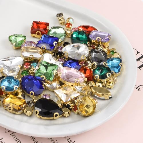 Anevous 130 Stück Strasssteine zum Aufnähen, Glas Diamanten Strass Glitzernde Glas Dekosteine, Strasssteine Deko zum Basteln für Handwerk, Kleidung, Schuhe, Vasenfüller,Mischfarben von Anevous