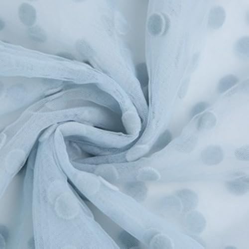 Anevous 150cm Breit Feinmaschiger Nylon Netzstoff zum Nähen und Dekoration,Weich Atmungsaktiv Tüllstoff,8mm Bedruckte Tupfen Stoffe,Dekostoff für Vorhänge Hochzeitskleider Kleidung,1 Yard,Blau von Anevous
