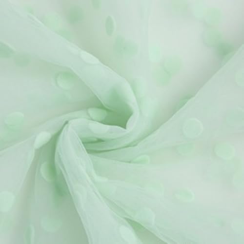 Anevous 150cm Breit Feinmaschiger Nylon Netzstoff zum Nähen und Dekoration,Weich Atmungsaktiv Tüllstoff,8mm Bedruckte Tupfen Stoffe,Dekostoff für Vorhänge Hochzeitskleider Kleidung,2 Yards,Grün B von Anevous