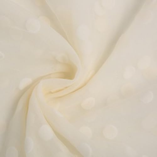 Anevous 150cm Breit Feinmaschiger Nylon Netzstoff zum Nähen und Dekoration,Weich Atmungsaktiv Tüllstoff,8mm Bedruckte Tupfen Stoffe,Dekostoff für Vorhänge Hochzeitskleider Kleidung,5 Yards,Beige A von Anevous